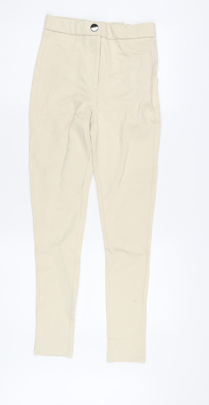 Womens UK Size S Zara Slim Fit Leggings Beige Trousers