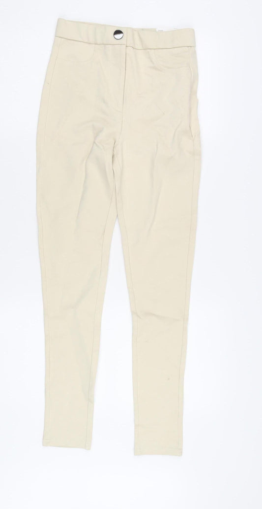 Womens UK Size S Zara Slim Fit Leggings Beige Trousers