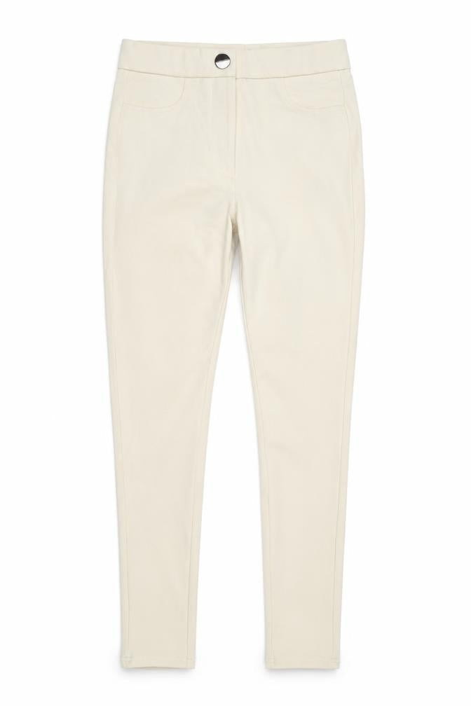 Womens UK Size S Zara Slim Fit Leggings Beige Trousers