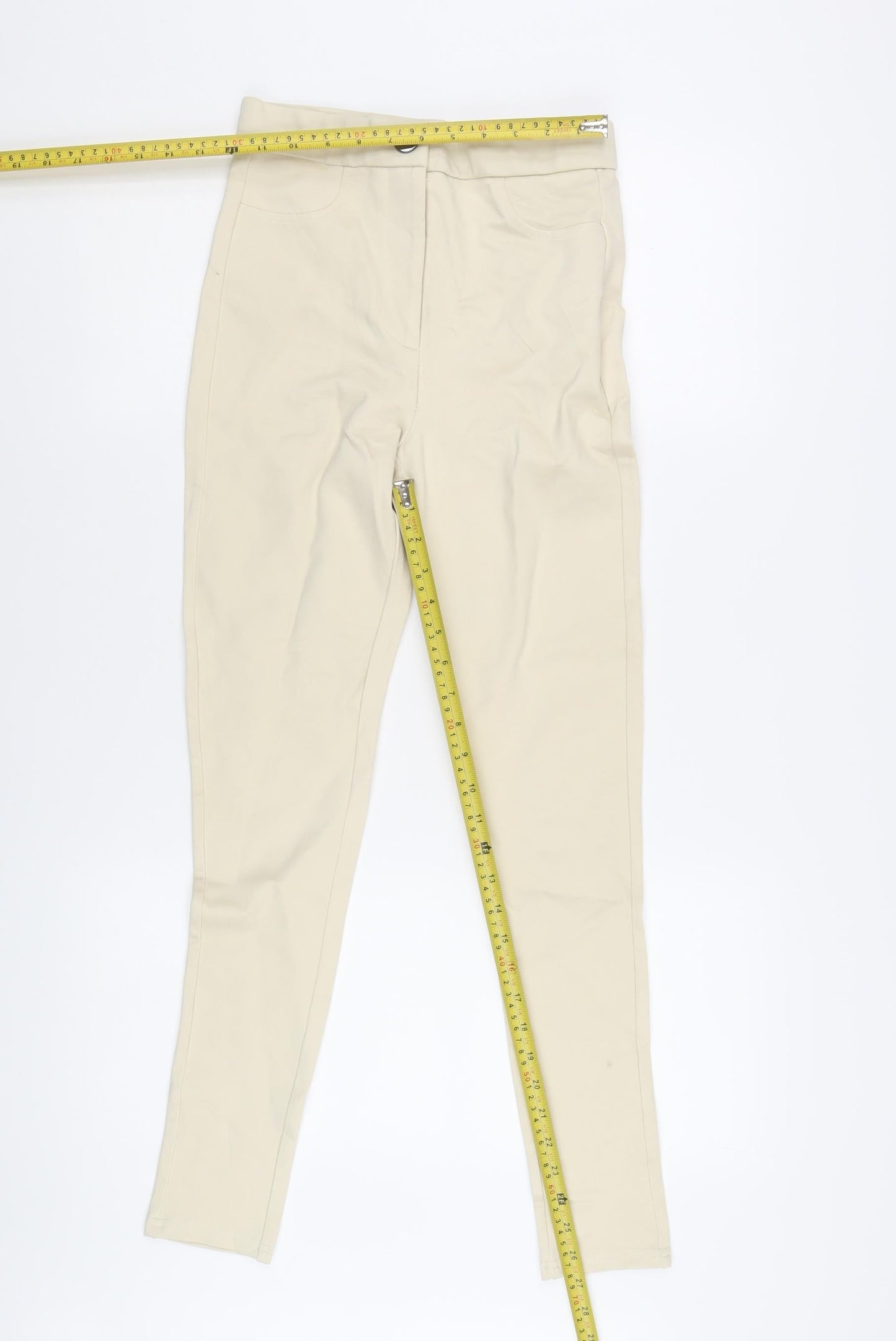Womens UK Size S Zara Slim Fit Leggings Beige Trousers