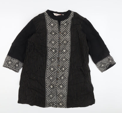 Akritii Women's Black Tunic Blouse XL, 3/4 Sleeve Boho