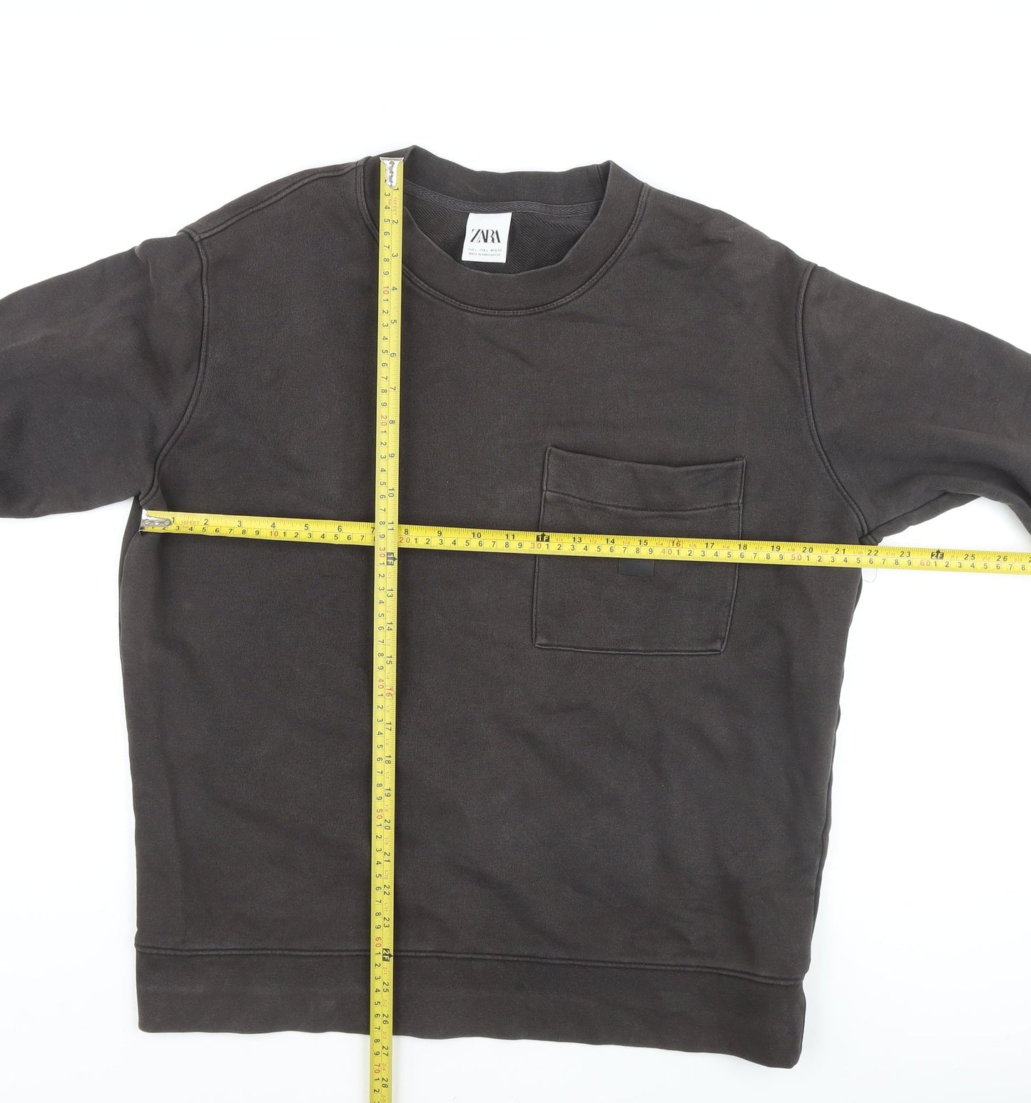Zara Unisex Black Crew Neck Sweatshirt Size 14