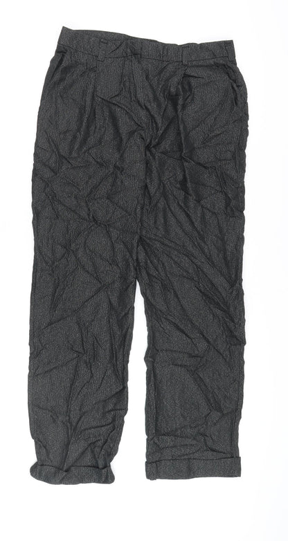 Oliver Bonas Women's Black Herringbone Trousers Size 10