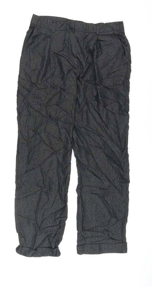 Oliver Bonas Women's Black Herringbone Trousers Size 10