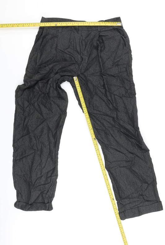 Oliver Bonas Women's Black Herringbone Trousers Size 10