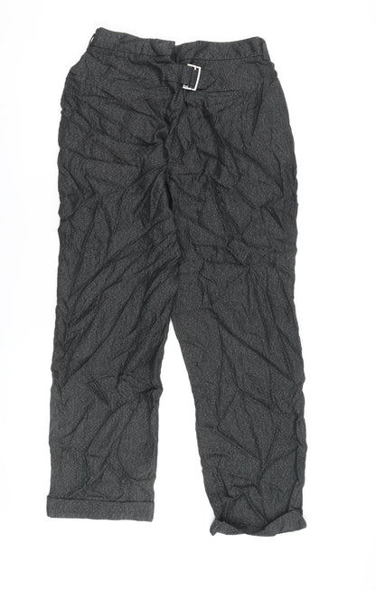 Oliver Bonas Women's Black Herringbone Trousers Size 10