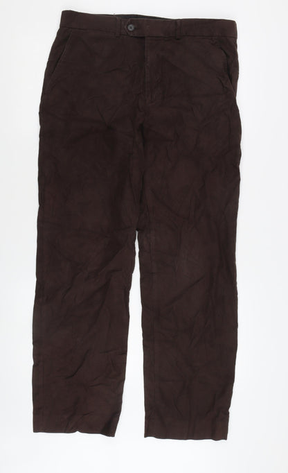 Traders Men's Brown Cotton Trousers Size 34