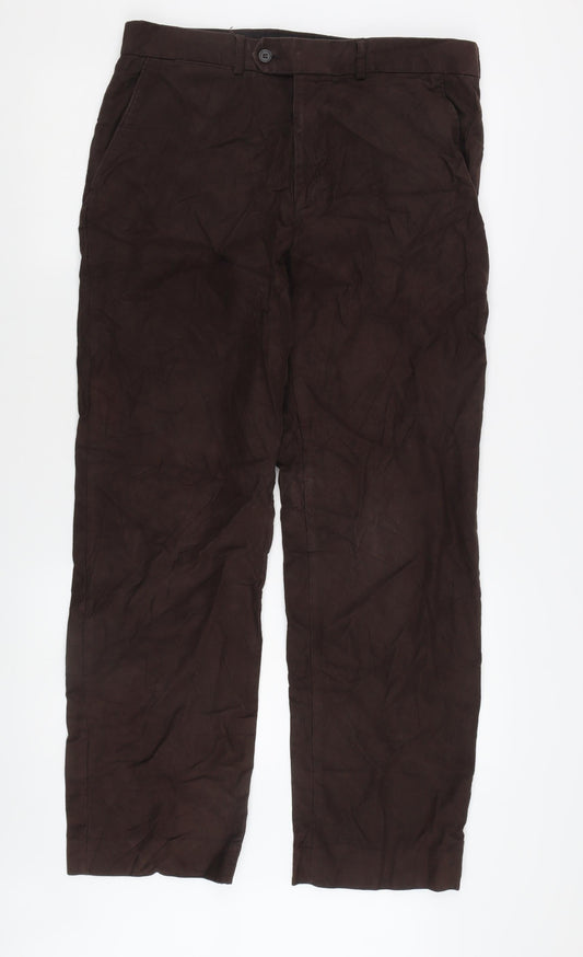 Traders Men's Brown Cotton Trousers Size 34