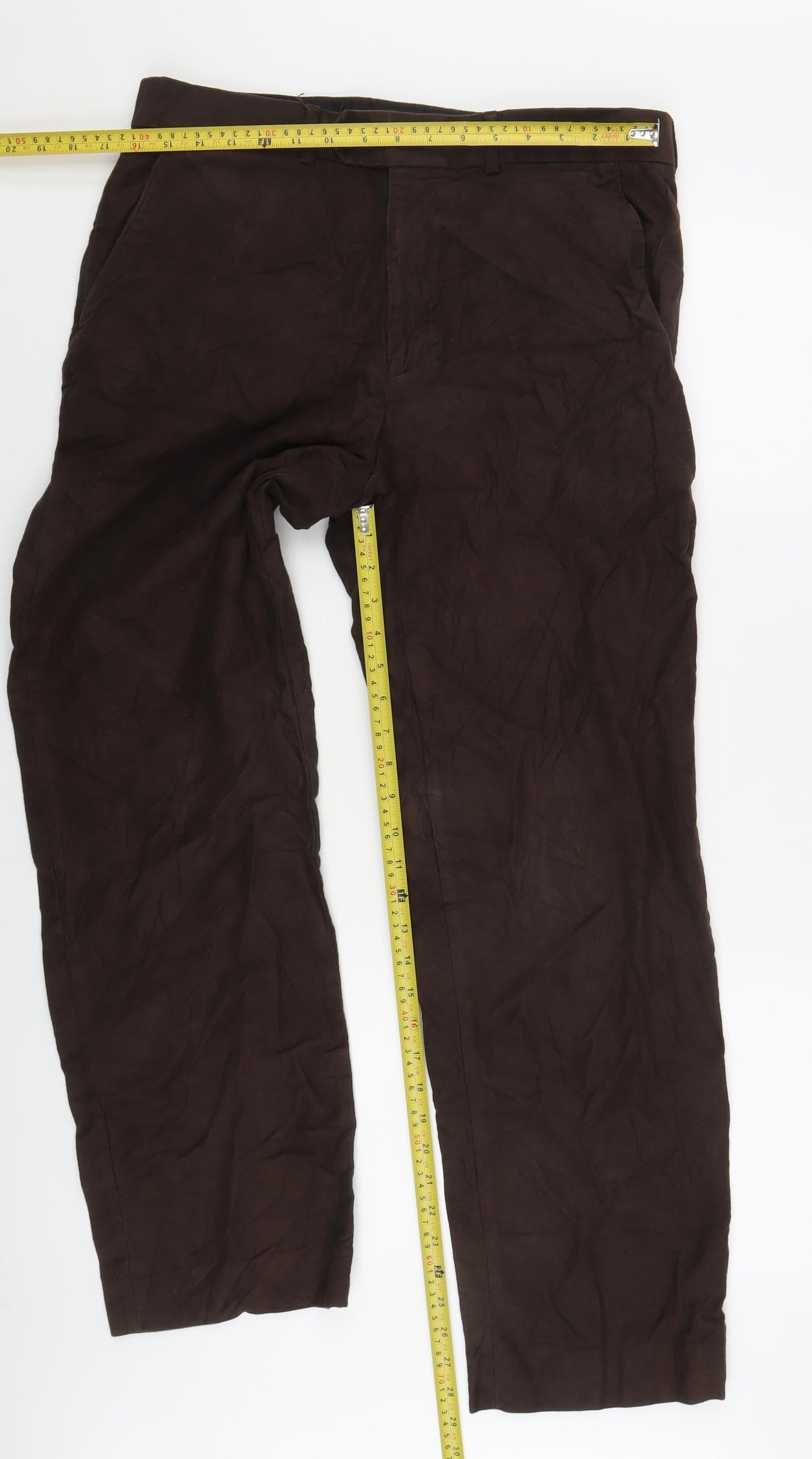 Traders Men's Brown Cotton Trousers Size 34