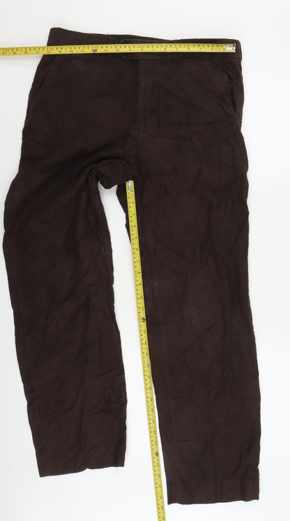 Traders Men's Brown Cotton Trousers Size 34