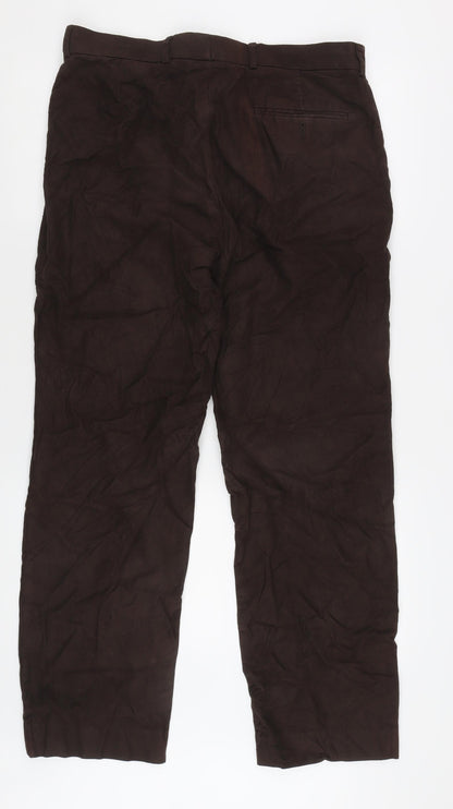 Traders Men's Brown Cotton Trousers Size 34