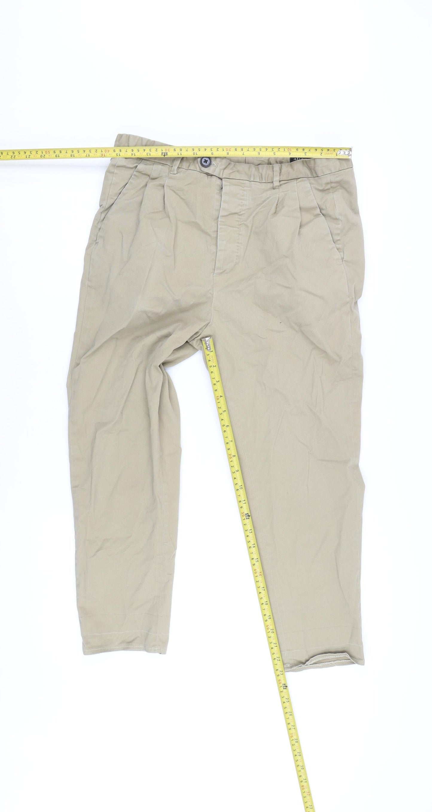AllSaints Men's Beige Cropped Trousers, Size 32