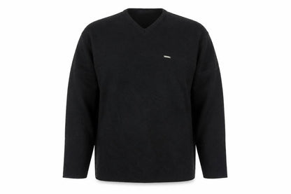 Front view of REFINED Men's Black Acrylic V-Neck Pullover XL
