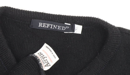 REFINED Men's Black Acrylic V-Neck Pullover XL