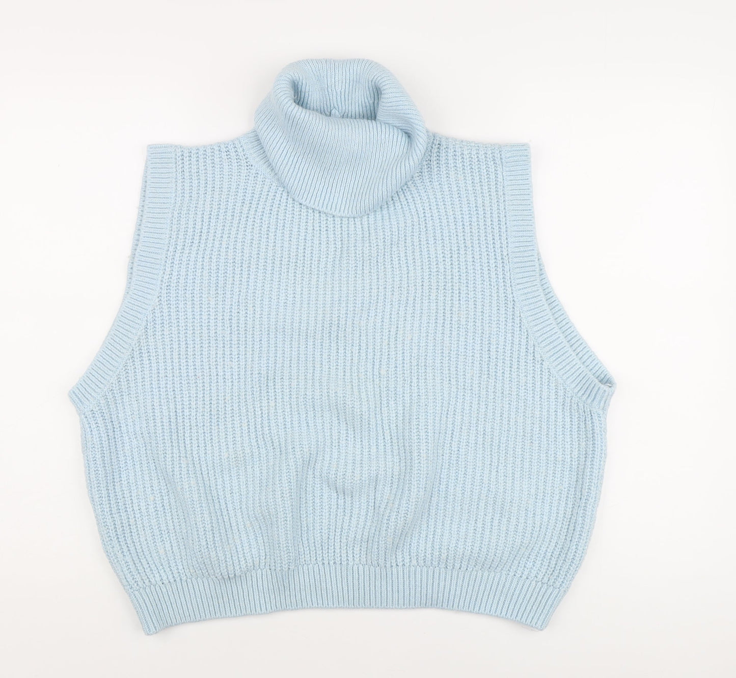 Vince Women's Blue Roll Neck Sleeveless Knit Vest Jumper M
