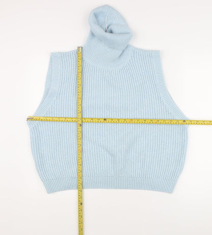 Vince Women's Blue Roll Neck Sleeveless Knit Vest Jumper M