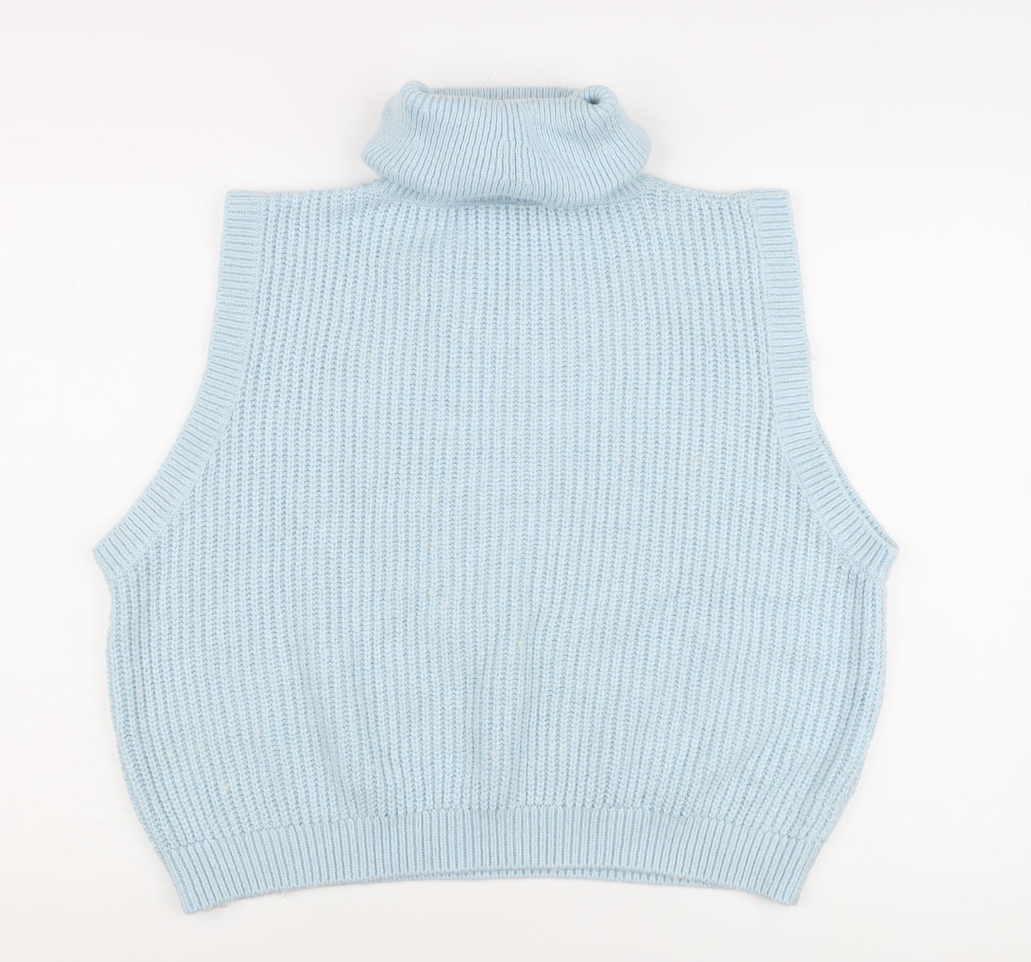 Vince Women's Blue Roll Neck Sleeveless Knit Vest Jumper M