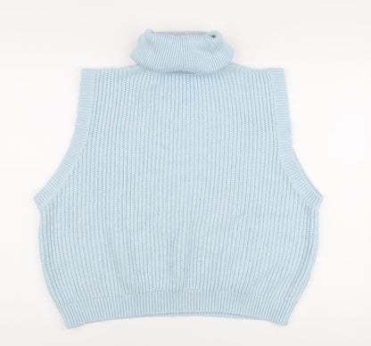 Vince Women's Blue Roll Neck Sleeveless Knit Vest Jumper M