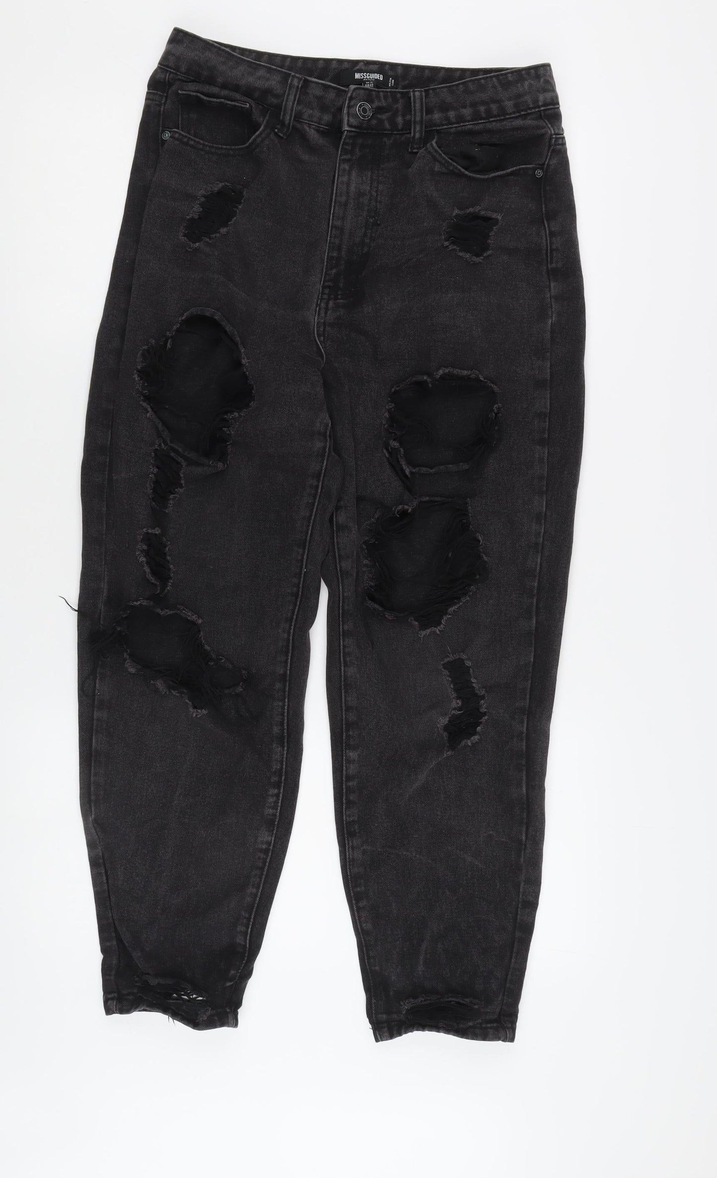 Missguided Petite Black Distressed Jeans Size 16