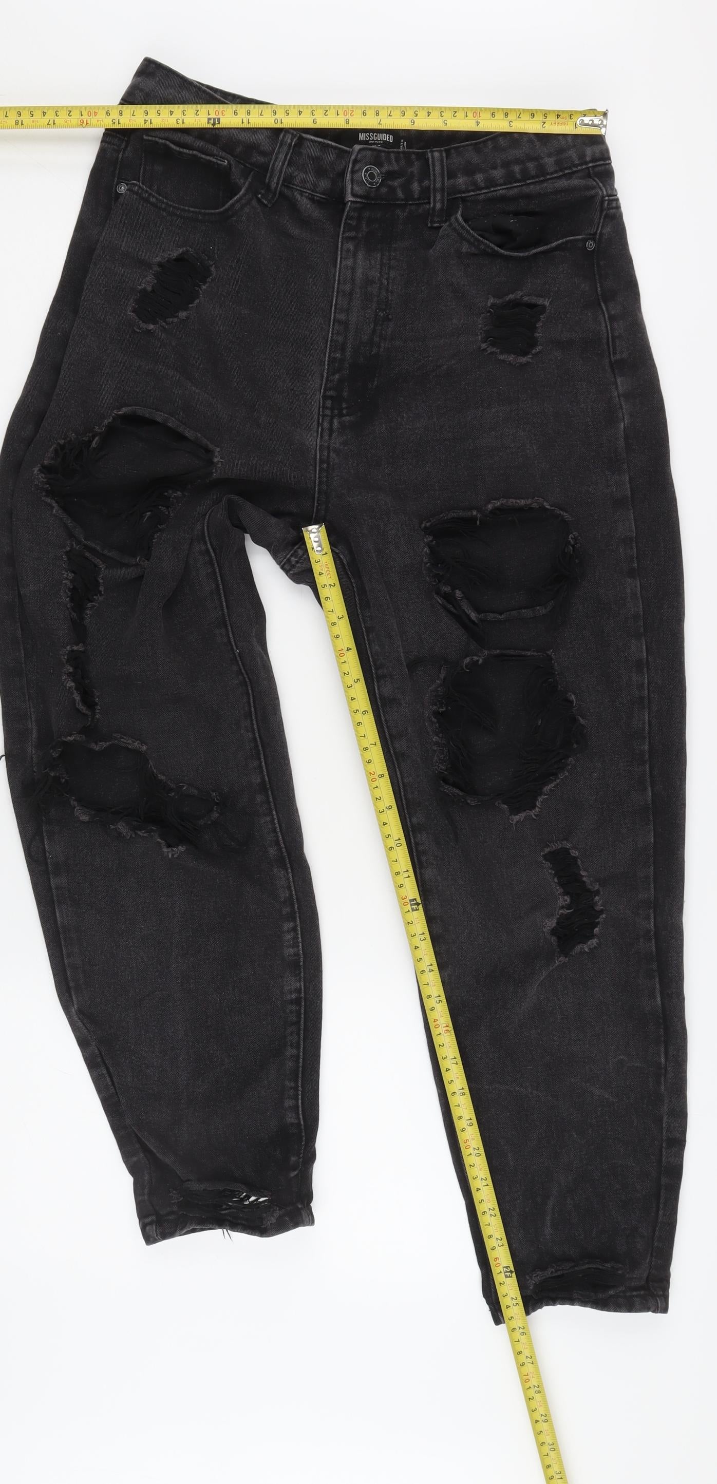 Missguided Petite Black Distressed Jeans Size 16