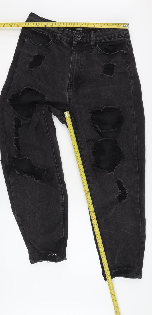 Missguided Petite Black Distressed Jeans Size 16