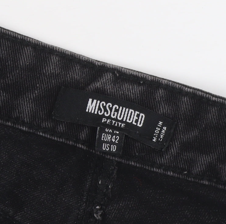 Missguided Petite Black Distressed Jeans Size 16