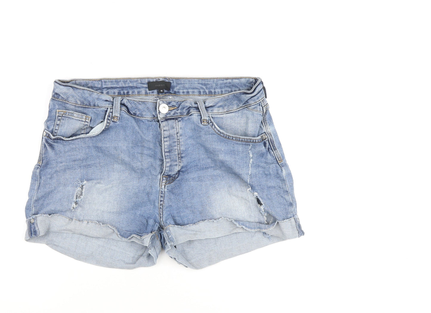 River Island Women’s Blue Denim Boyfriend Shorts Size 16