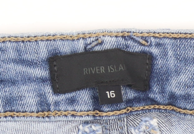 River Island Women’s Blue Denim Boyfriend Shorts Size 16