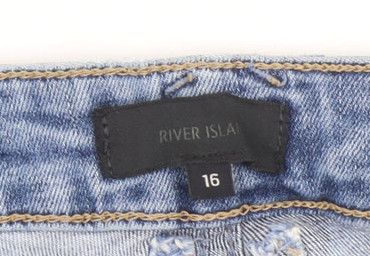 River Island Women’s Blue Denim Boyfriend Shorts Size 16