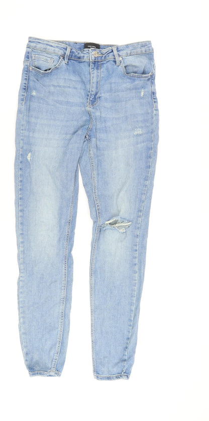Womens UK Size M VERO MODA Relaxed Fit Boyfriend Blue Jeans