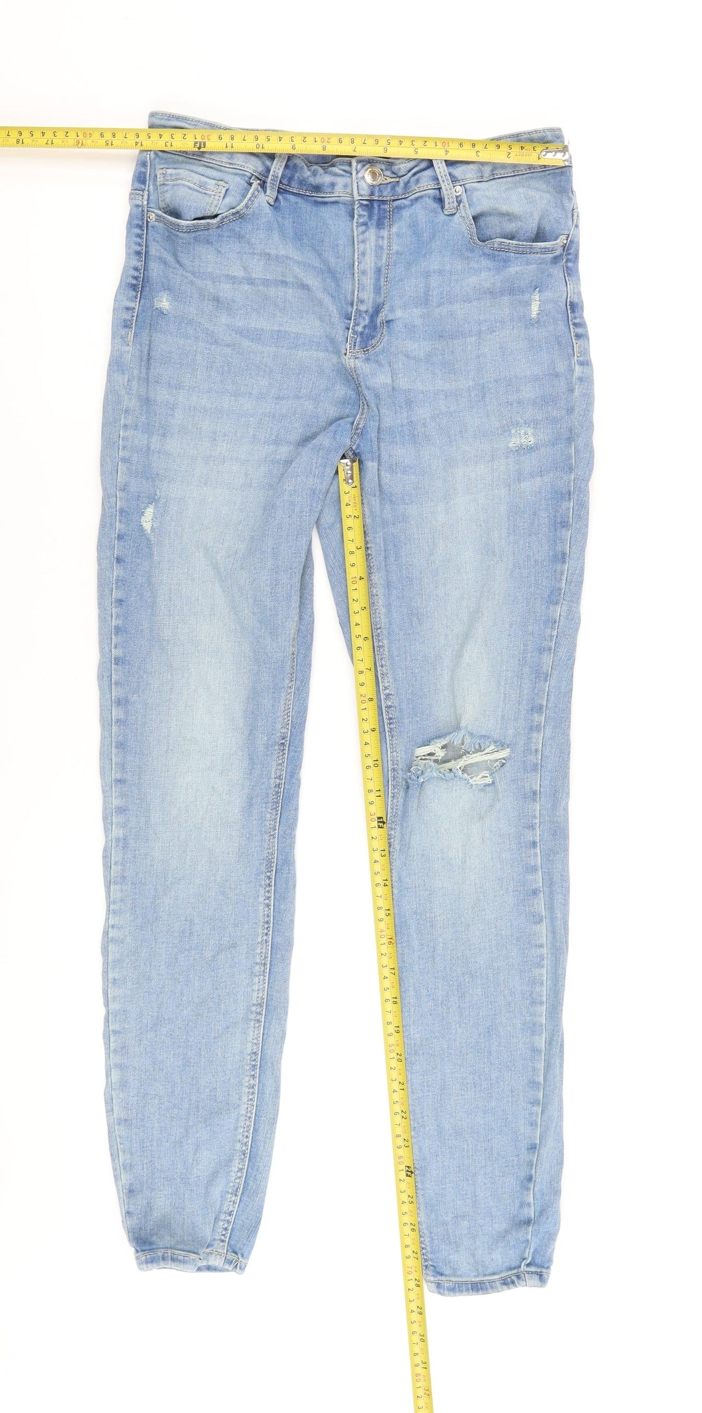 Womens UK Size M VERO MODA Relaxed Fit Boyfriend Blue Jeans
