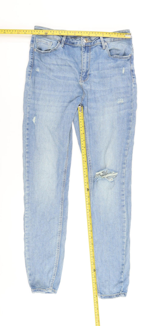 Womens UK Size M VERO MODA Relaxed Fit Boyfriend Blue Jeans