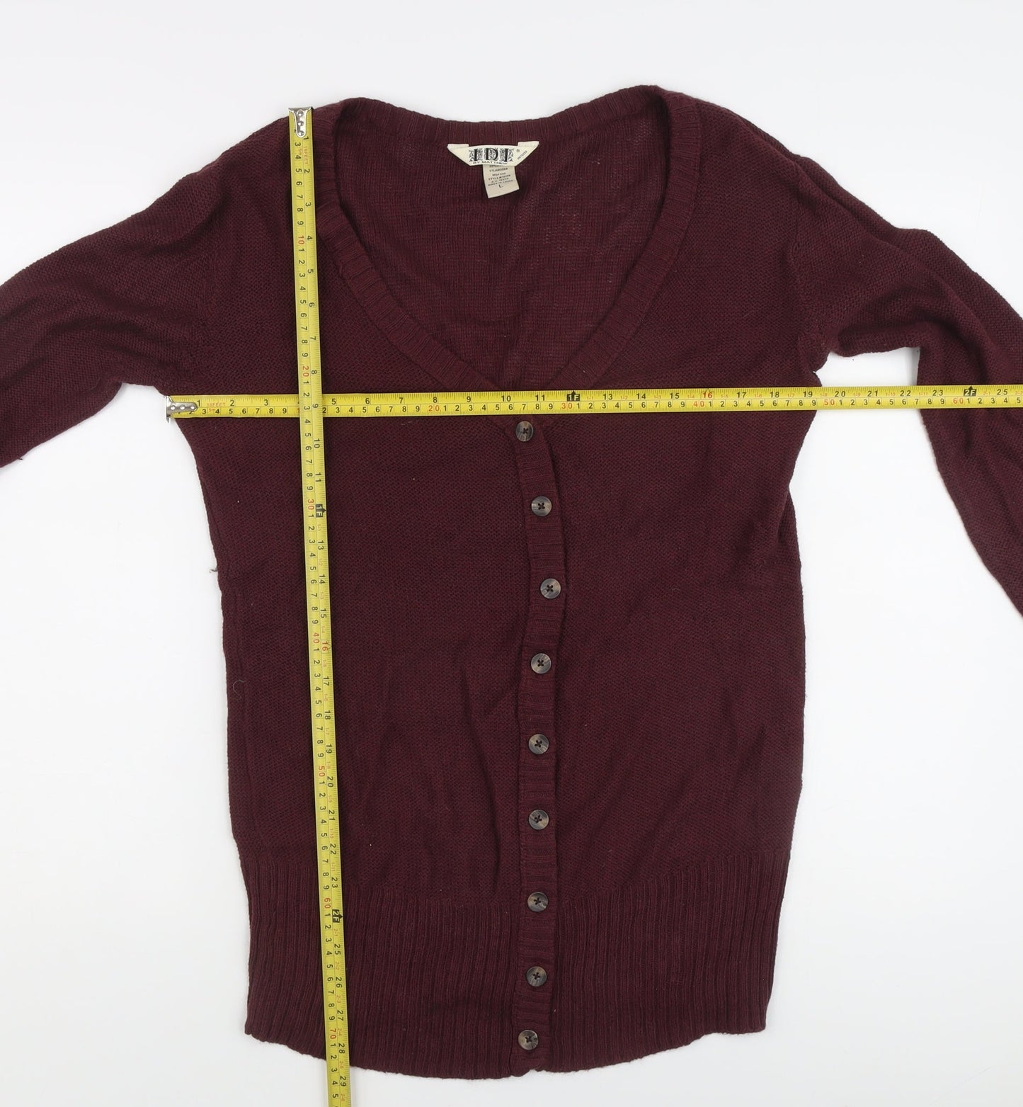 IDI by Matthew Men's Red V-Neck Cotton Cardigan - Size L
