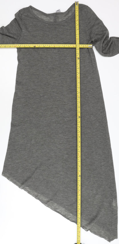 H&M Women's Grey Asymmetric Long Sleeve Dress S