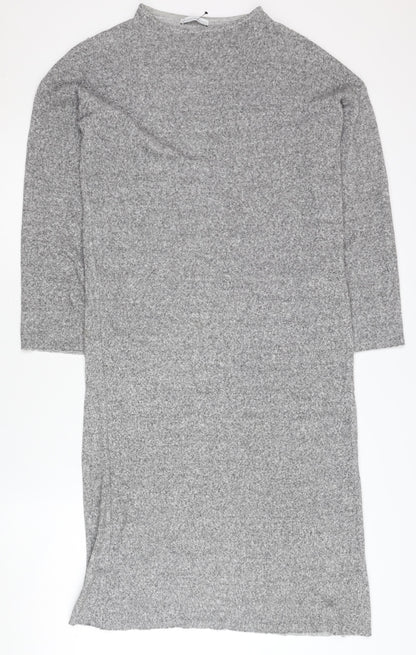 Zara Women Grey Shift Dress, Size 10, Long Sleeve, Winter
