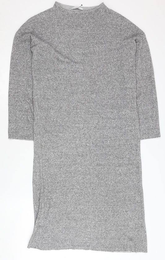 Zara Women Grey Shift Dress, Size 10, Long Sleeve, Winter