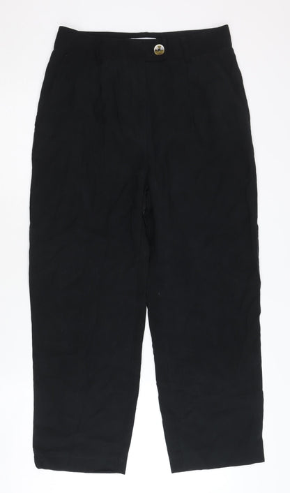 Womens UK Size 8 MNG Regular Fit Straight Black Trousers