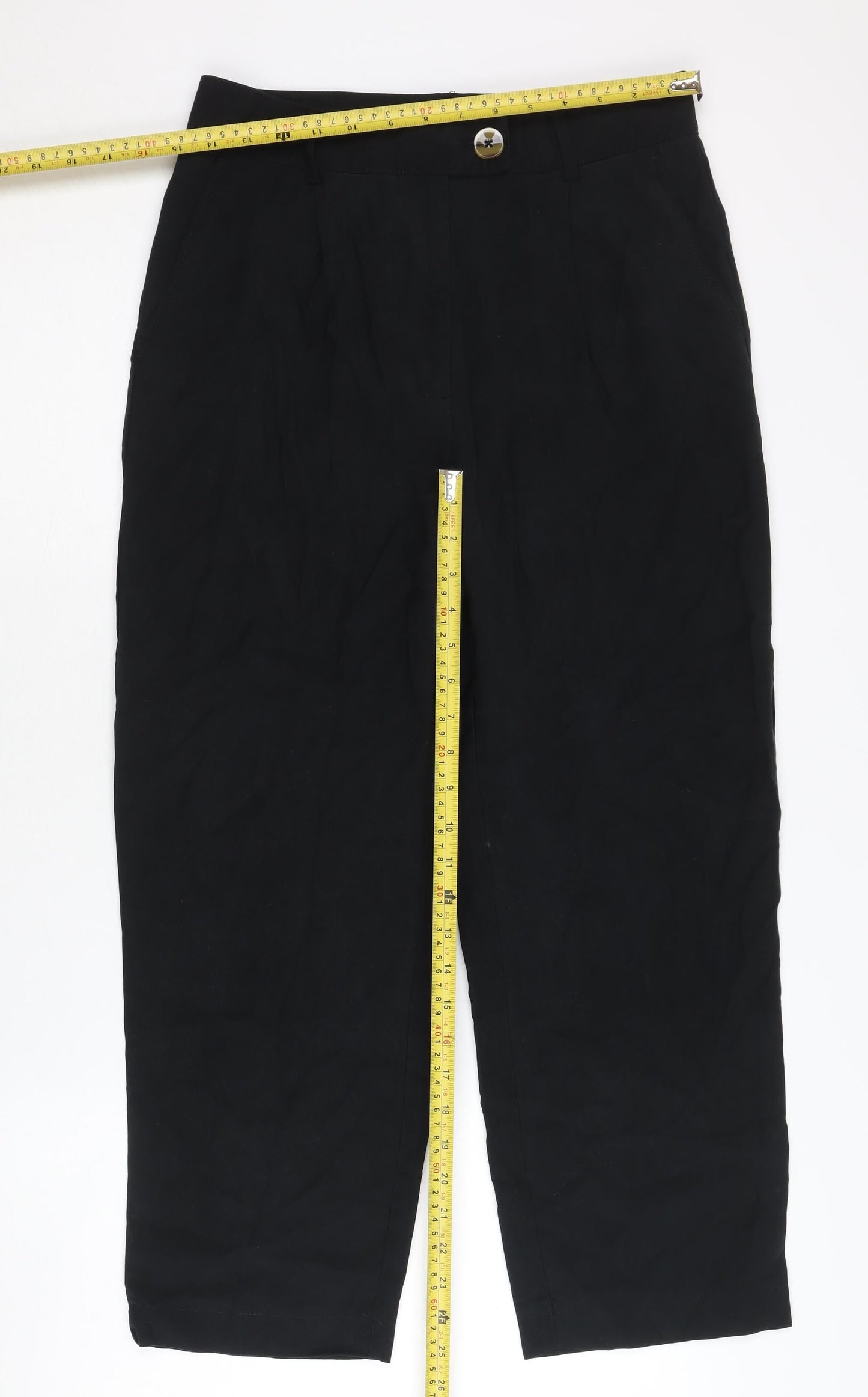 Womens UK Size 8 MNG Regular Fit Straight Black Trousers