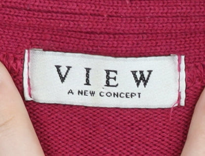 VIEW Women's Red Cardigan V-Neck Size 5 Casual
