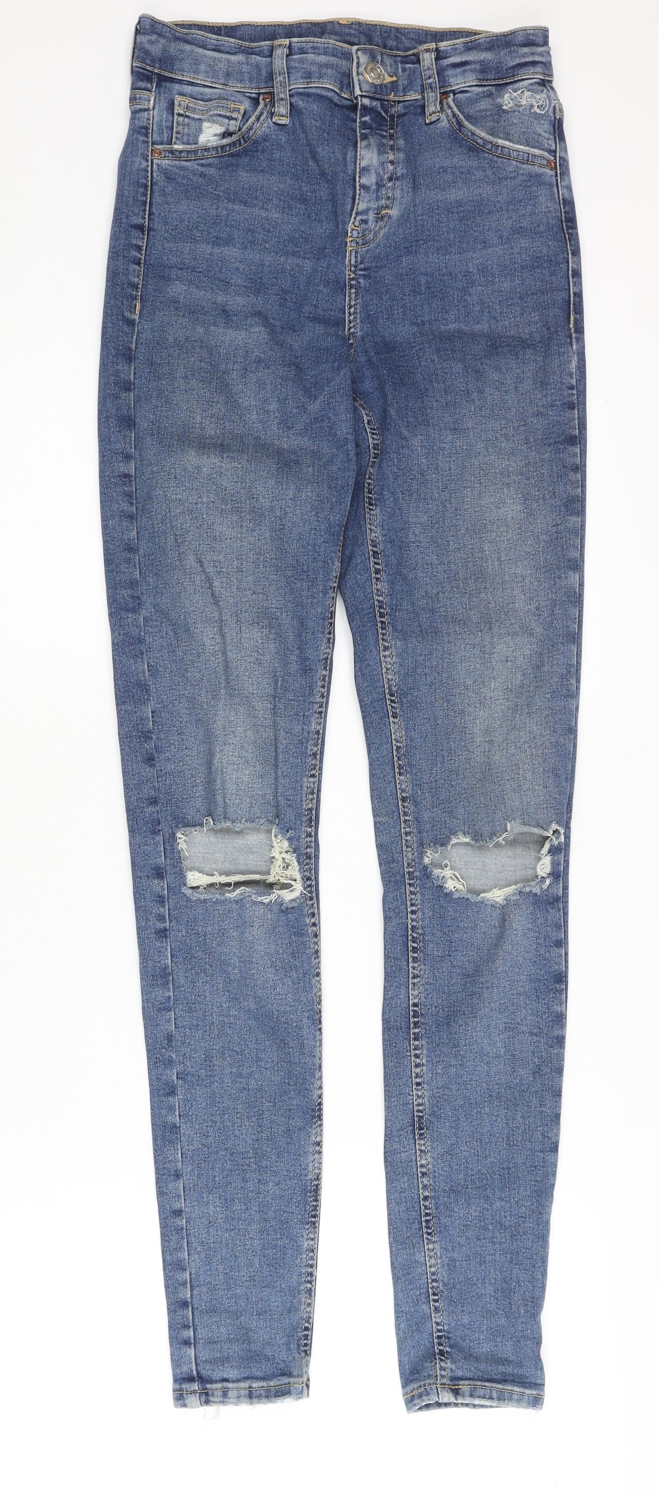 Topshop Women’s Blue Skinny Distressed Jeans Size 8