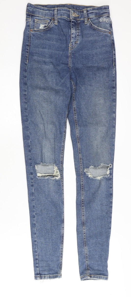 Topshop Women’s Blue Skinny Distressed Jeans Size 8