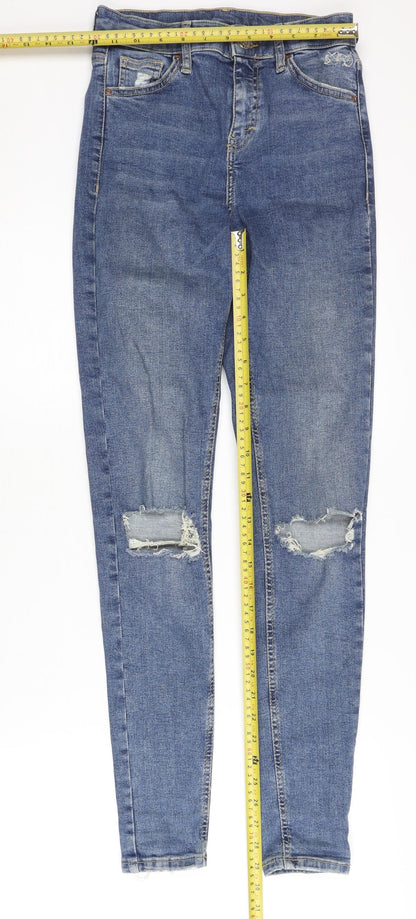 Topshop Women’s Blue Skinny Distressed Jeans Size 8