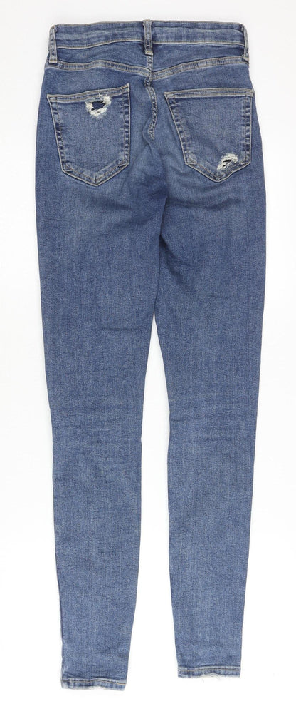 Topshop Women’s Blue Skinny Distressed Jeans Size 8