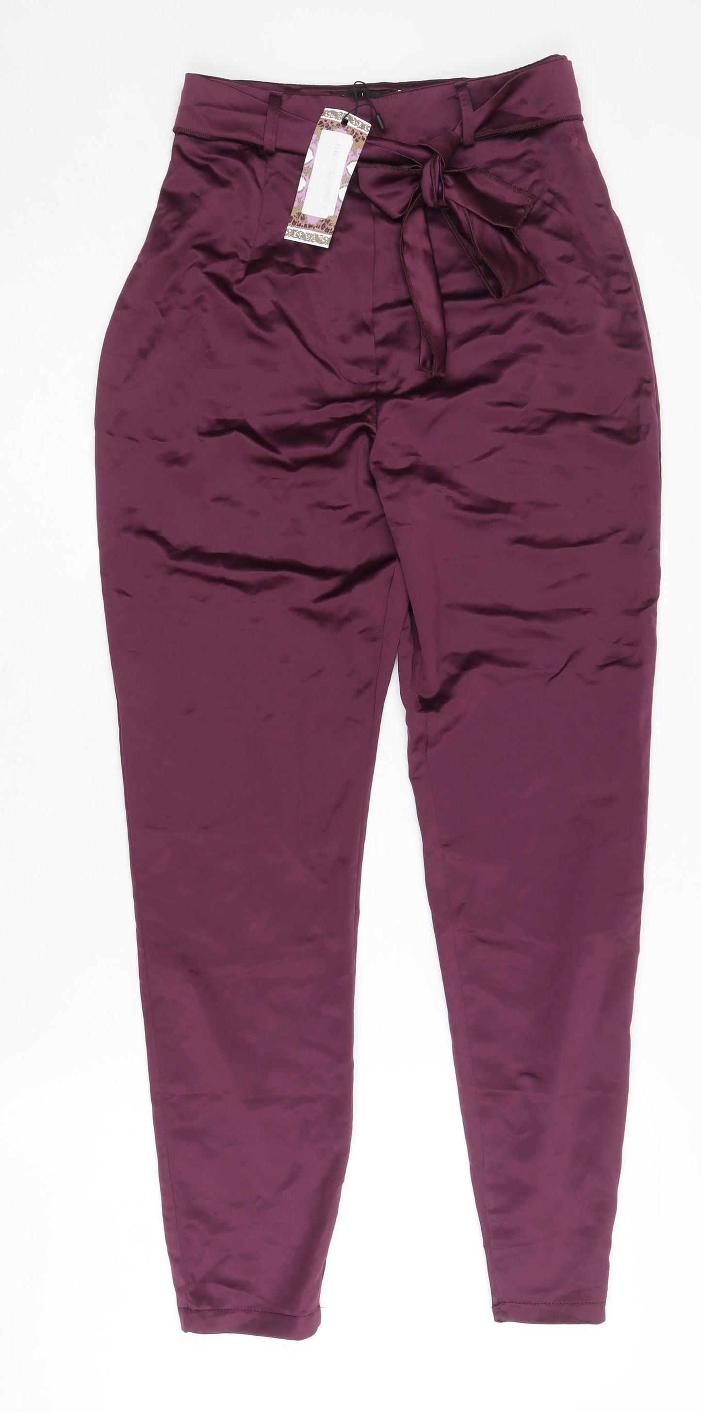 Womens UK Size 6 Boohoo Regular Fit Paperbag Purple Trousers