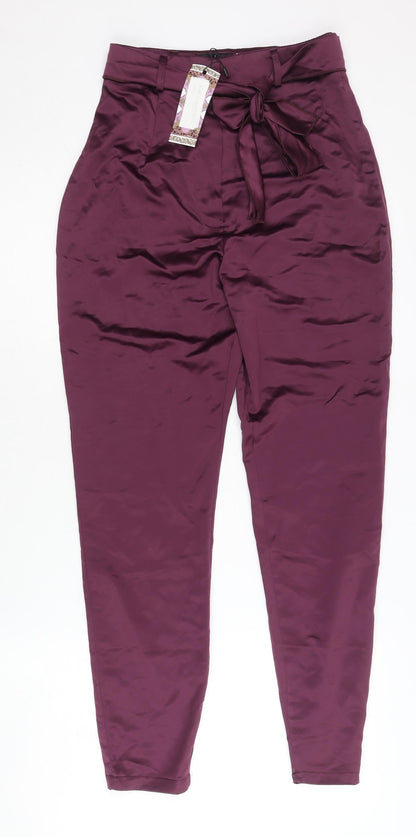 Womens UK Size 6 Boohoo Regular Fit Paperbag Purple Trousers