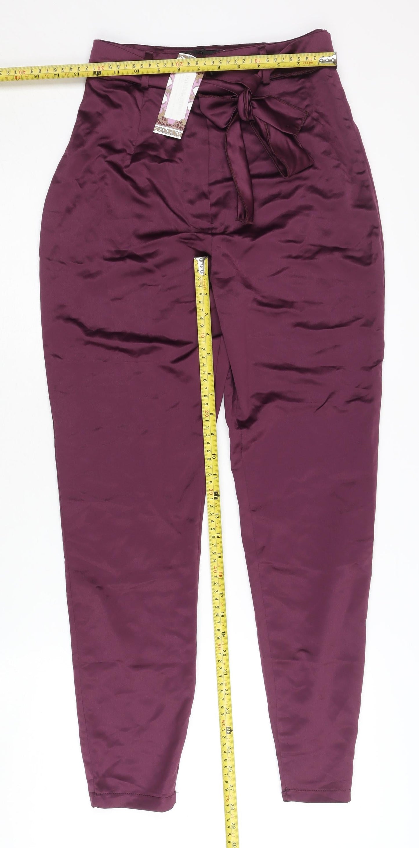 Womens UK Size 6 Boohoo Regular Fit Paperbag Purple Trousers