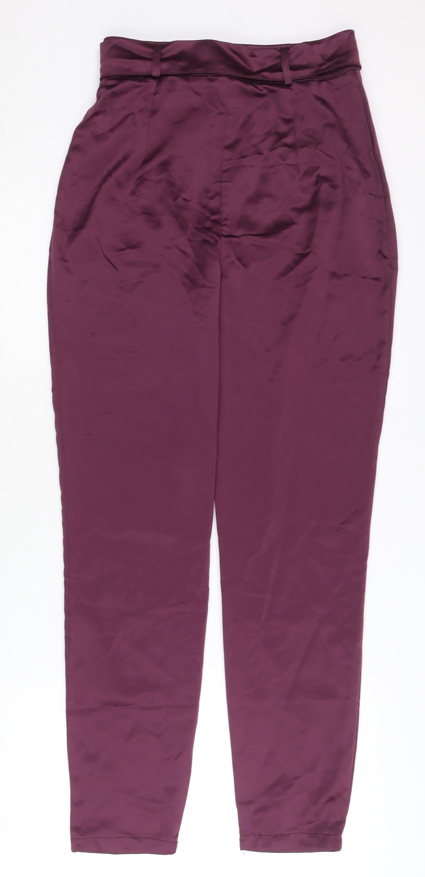 Womens UK Size 6 Boohoo Regular Fit Paperbag Purple Trousers