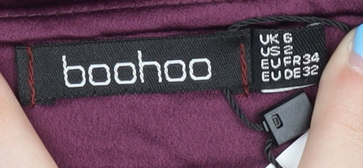 Womens UK Size 6 Boohoo Regular Fit Paperbag Purple Trousers