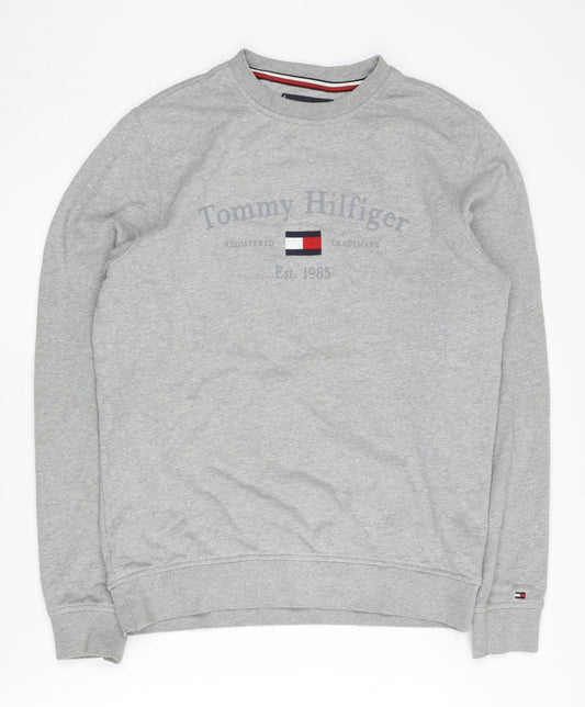 Tommy Hilfiger Men's Grey Sweatshirt S Logo Pullover