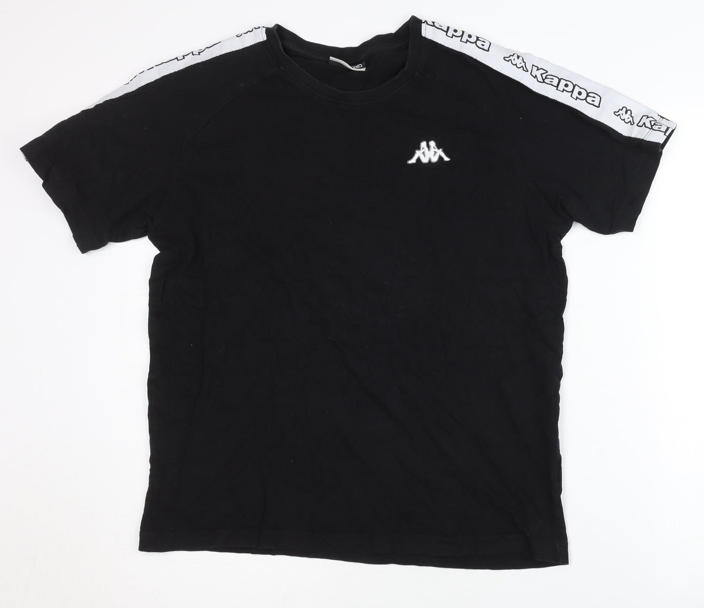 Kappa Men's Black T-Shirt - Medium, Crew Neck, Logo Accent